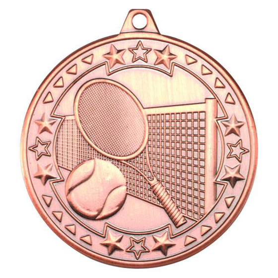 Tennis 'tri Star' Medal - Bronze 2in (50mm)