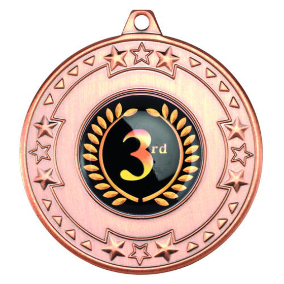 Tri Star Medal (1in Centre) - Bronze 2in (50mm)