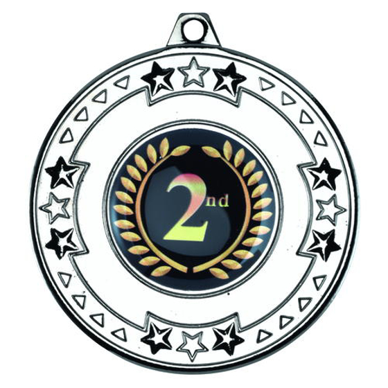 Tri Star Medal (1in Centre) - Silver 2in (50mm)