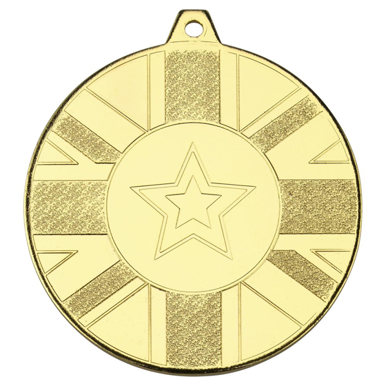 Union Flag Medal (1in Centre) - Gold 2in (50mm)