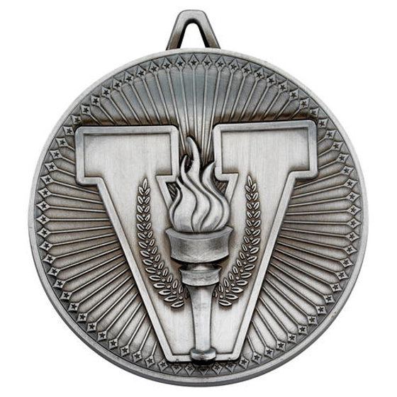 Victory Torch Deluxe Medal - Antique Silver     2.35in (60mm)