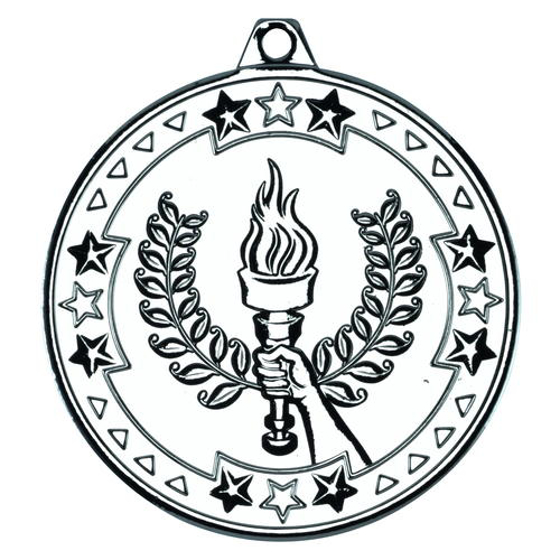 Victory Torch 'tri Star' Medal - Silver 2in (50mm)