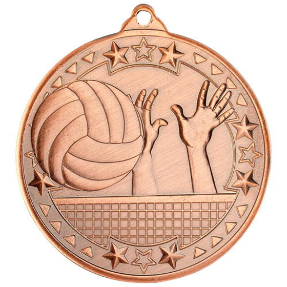 Volleyball 'tri Star' Medal - Bronze 2in (50mm)