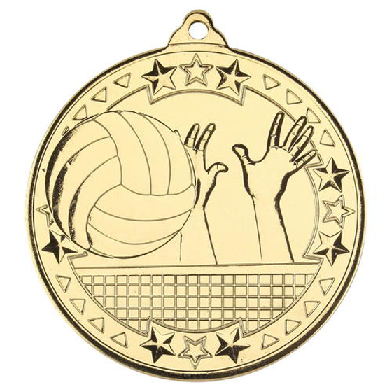 Volleyball 'tri Star' Medal - Gold 2in (50mm)