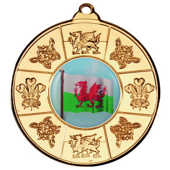 Wales Medal (1in Centre) - Gold 2in (50mm)