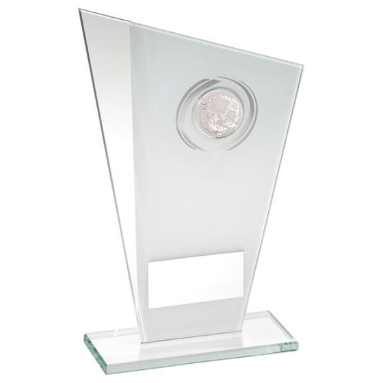 White/silver Printed Glass Plaque With Golf Insert Trophy - 6.5in (165mm)