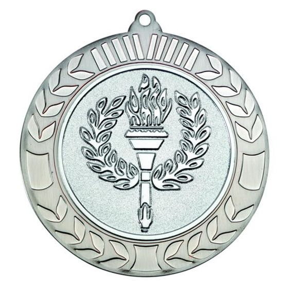 Wreath Medal (2in Centre) - Antique Silv 2.75in (70mm)