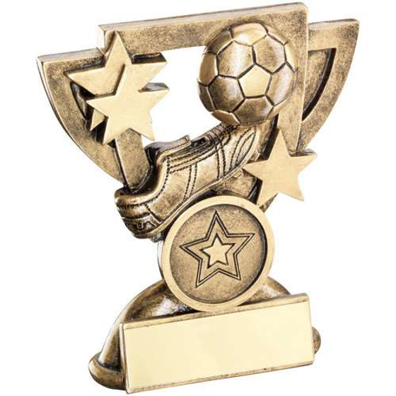 Brz/gold Football Mini Cup Trophy - (1in Centre) 3.75in (95mm)