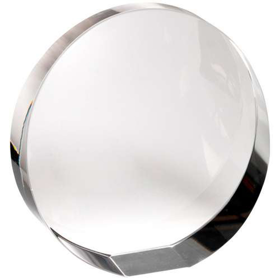 Clear Glass Round Wedged Paperweight   - 3.5in (89mm)