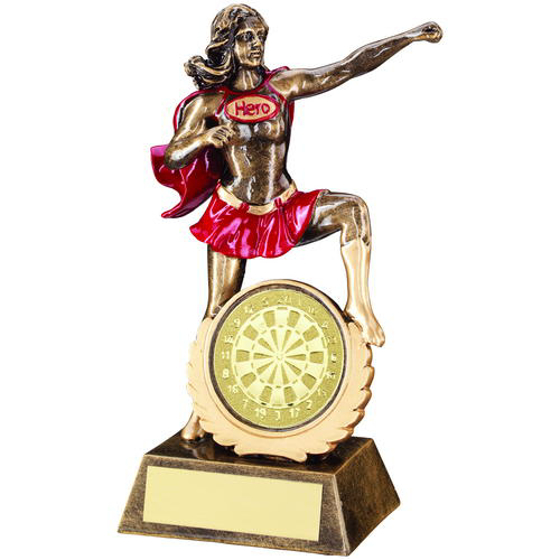 Brz/gold/red Resin Female 'hero' Award With Darts Insert - 7.5in (191mm)