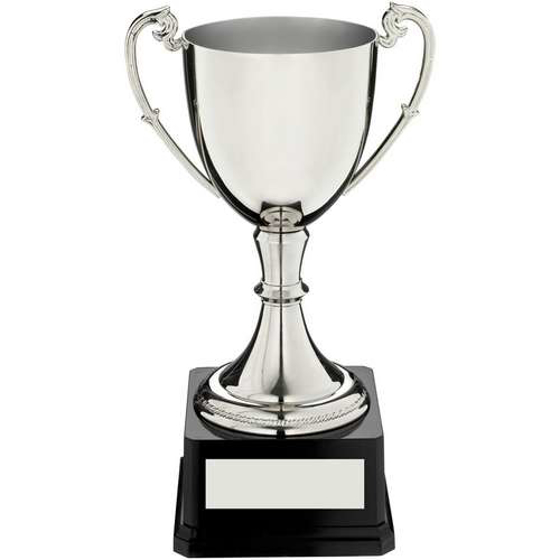 Nickel Plated Cup On Heavyweight Base Trophy - 11.75in (298mm)