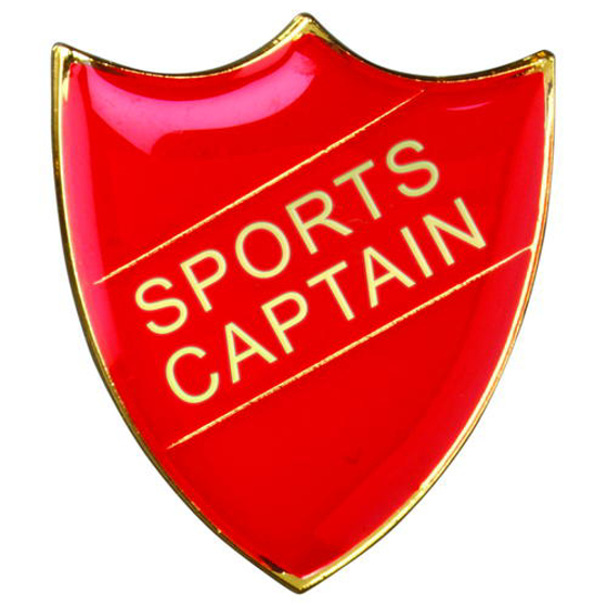 School Shield Badge (sports Captain) - Red     1.25in (32mm)