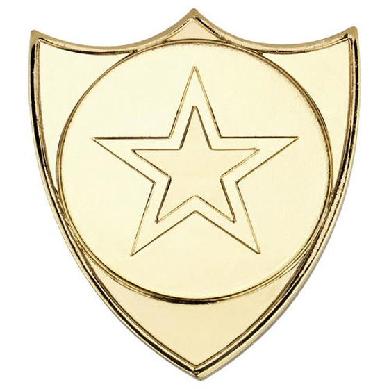 Shield Badge (1in Centre) - Gold - 1.5in (38mm)