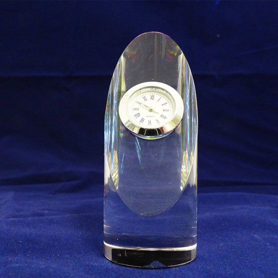 Optical oval-shaped glass clock 115mm