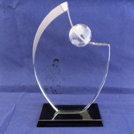 Silhouette Football Glass Award. 180mm
