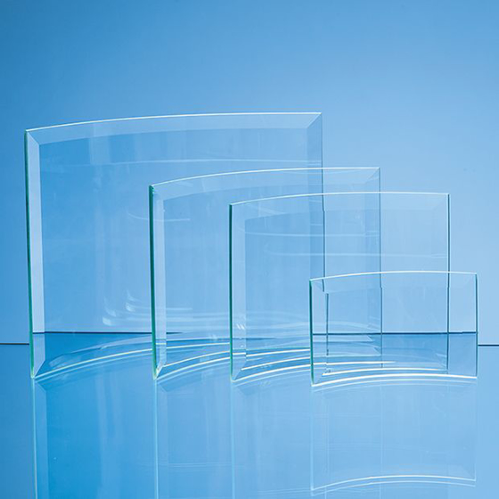 Jade Glass Bevelled Crescent 7.5cm x 12cm x 5mm