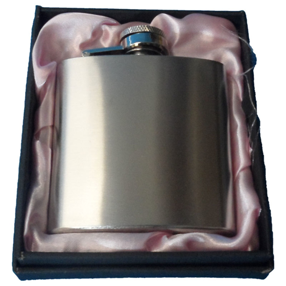 3oz Silver Hip flask in pink presentation box