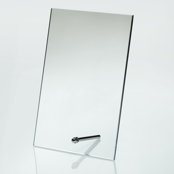 Picture of JADE GLASS RECTANGLE PLAQUE WITH METAL STAND (4MM THICK) - 6.25in