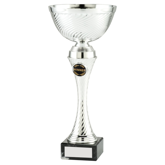 Picture of SILVER NARROW STEM TROPHY CUP WITH PLATE (1in CENTRE) - 11.5in
