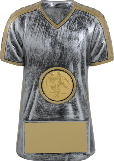 Picture of Meteor Silver/Gold Football Shirt Award 6" 155mm