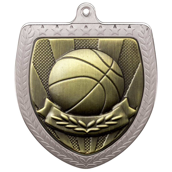 Picture of Cobra Basketball Shield Medal Silver 75mm