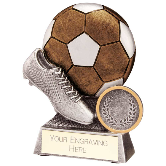 Picture of Exodus Football Boot & Ball Award Antique Gold & Silver 80mm