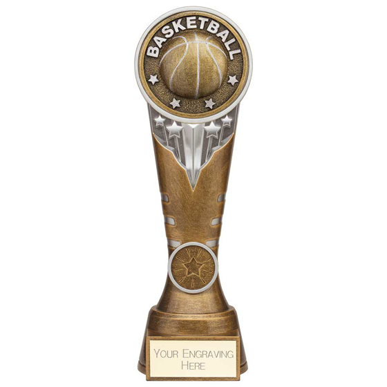 Picture of Ikon Tower Basketball Award Antique Silver & Gold 225mm