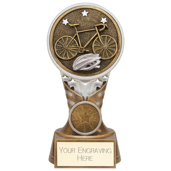 Picture of Ikon Tower Cycling Award Antique Silver & Gold 150mm