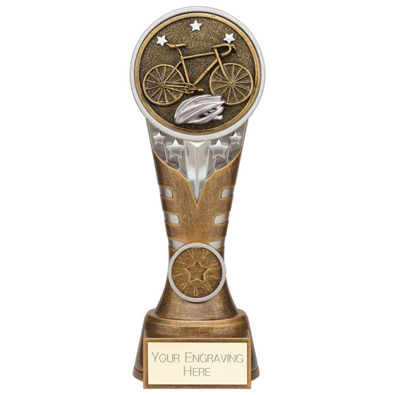 Picture of Ikon Tower Cycling Award Antique Silver & Gold 200mm