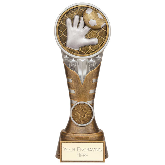 Picture of Ikon Tower Goalkeeper Award Antique Silver & Gold 200mm