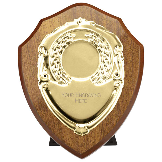 Picture of Reward Shield & Front Walnut & Gold 100mm