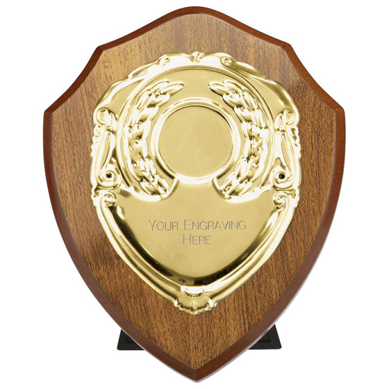 Picture of Reward Shield & Front Walnut & Gold 125mm