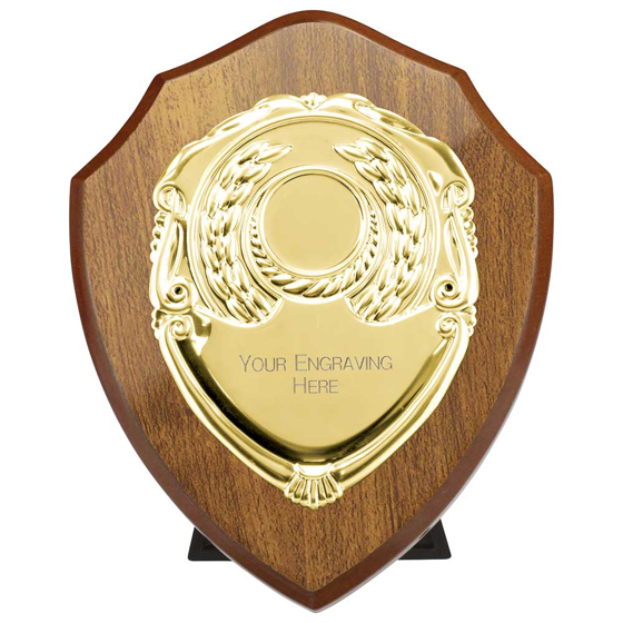 Picture of Reward Shield & Front Walnut & Gold 150mm