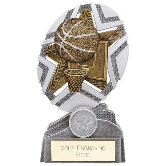 Picture of The Stars Basketball Plaque Award Silver & Gold 170mm