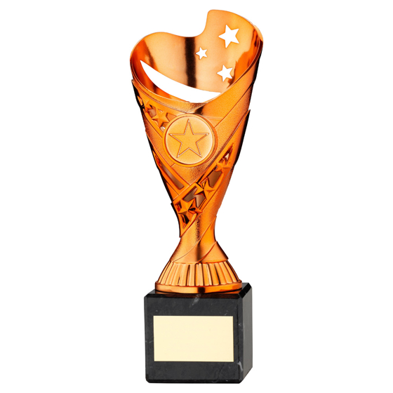 Picture of COPPER PLASTIC 'SABRE' CUP ON BLACK MARBLE ASSEMBLED TROPHY (1" CEN) - 6.75in