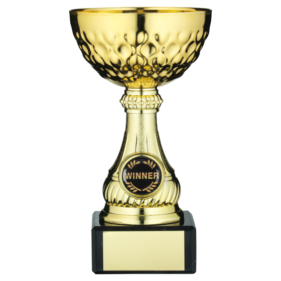 Picture of GOLD MINI ASSEMBLED TROPHY CUP WITH PLATE (1in CENTRE) - 5in