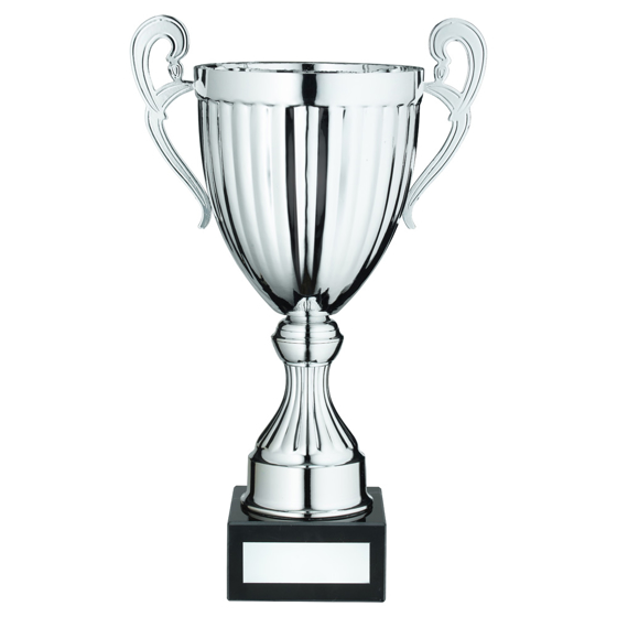 Picture of SILVER CONICAL TROPHY CUP WITH HANDLES AND PLATE - 16in
