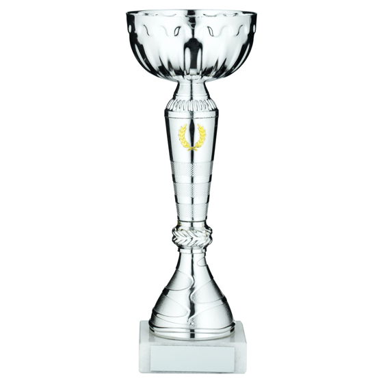 Picture of SILVER TROPHY CUP WITH GOLD WREATH AND PLATE - 10.25in