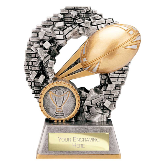 Picture of Blast Out Rugby Award Antique Silver & Gold 120mm