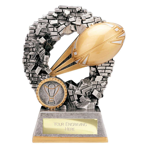 Picture of Blast Out Rugby Award Antique Silver & Gold 140mm