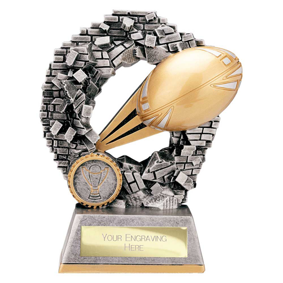 Picture of Blast Out Rugby Award Antique Silver & Gold 155mm