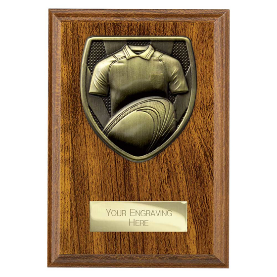 Picture of Cobra Plaque Rugby Shirt & Ball Award Walnut 150mm