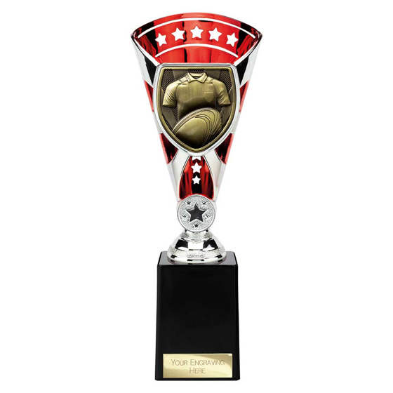 Picture of Cobra Star Cup Rugby Shirt & Ball Silver & Red 255mm