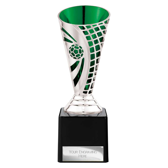 Picture of Defender Football Trophy Cup Silver & Green 170mm