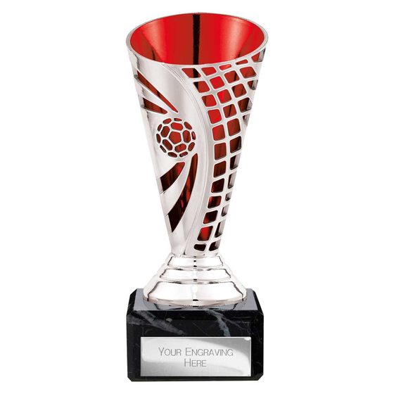 Picture of Defender Football Trophy Cup Silver & Red 150mm