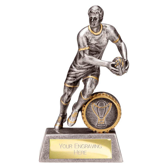 Picture of Stormer Rugby Male Award Antique Silver & Gold 130mm