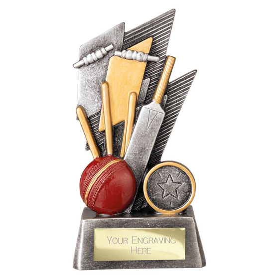 Picture of Strike Bolt Cricket Award Antique Silver & Gold 150mm