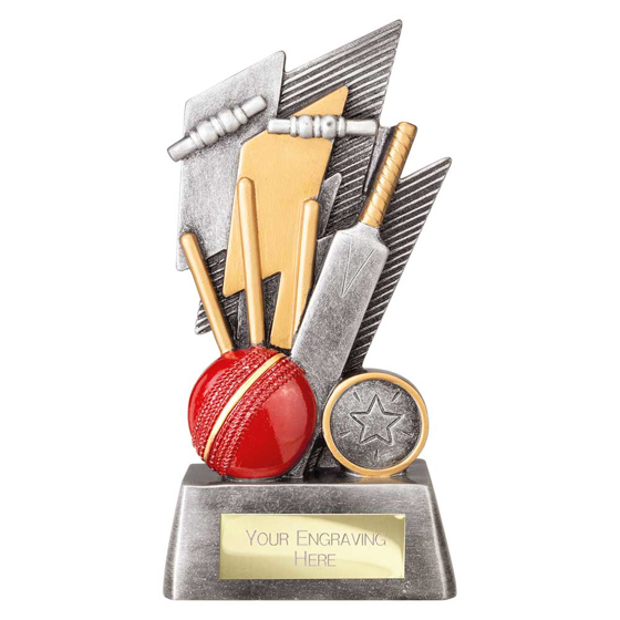 Picture of Strike Bolt Cricket Award Antique Silver & Gold 170mm