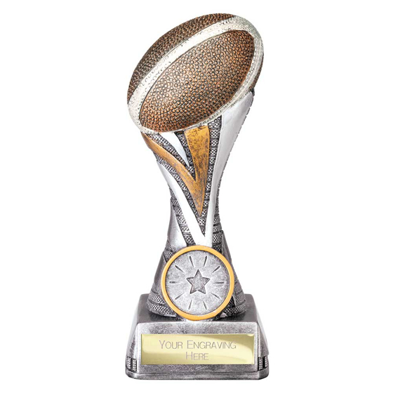 Picture of Tempest Rugby Award Antique Silver & Gold 150mm