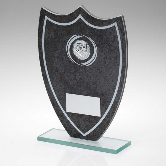 Picture of Stone Effect Glass Shield With Football Centre And Plate - 8in